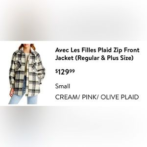 Avec Les Filles Plaid Zip Front Jacket